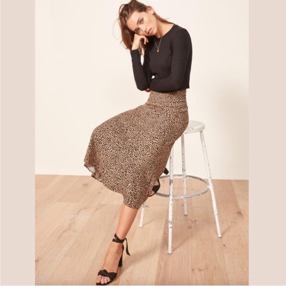 Reformation Midi Skirt Leopard